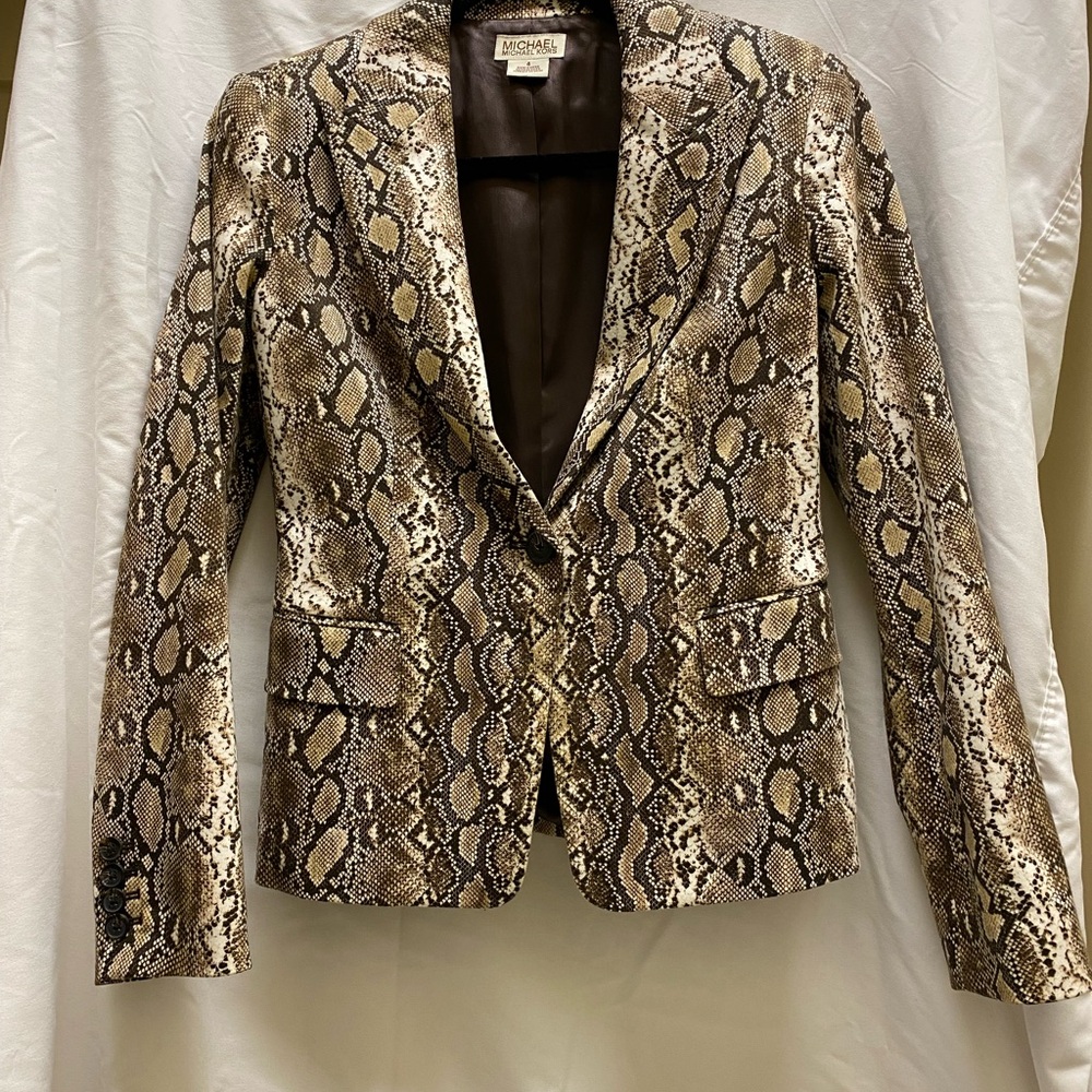 Michael Kors Brown Tan Snakeskin Blazer